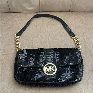 Michael Kors Black and Gold Sequin Bag